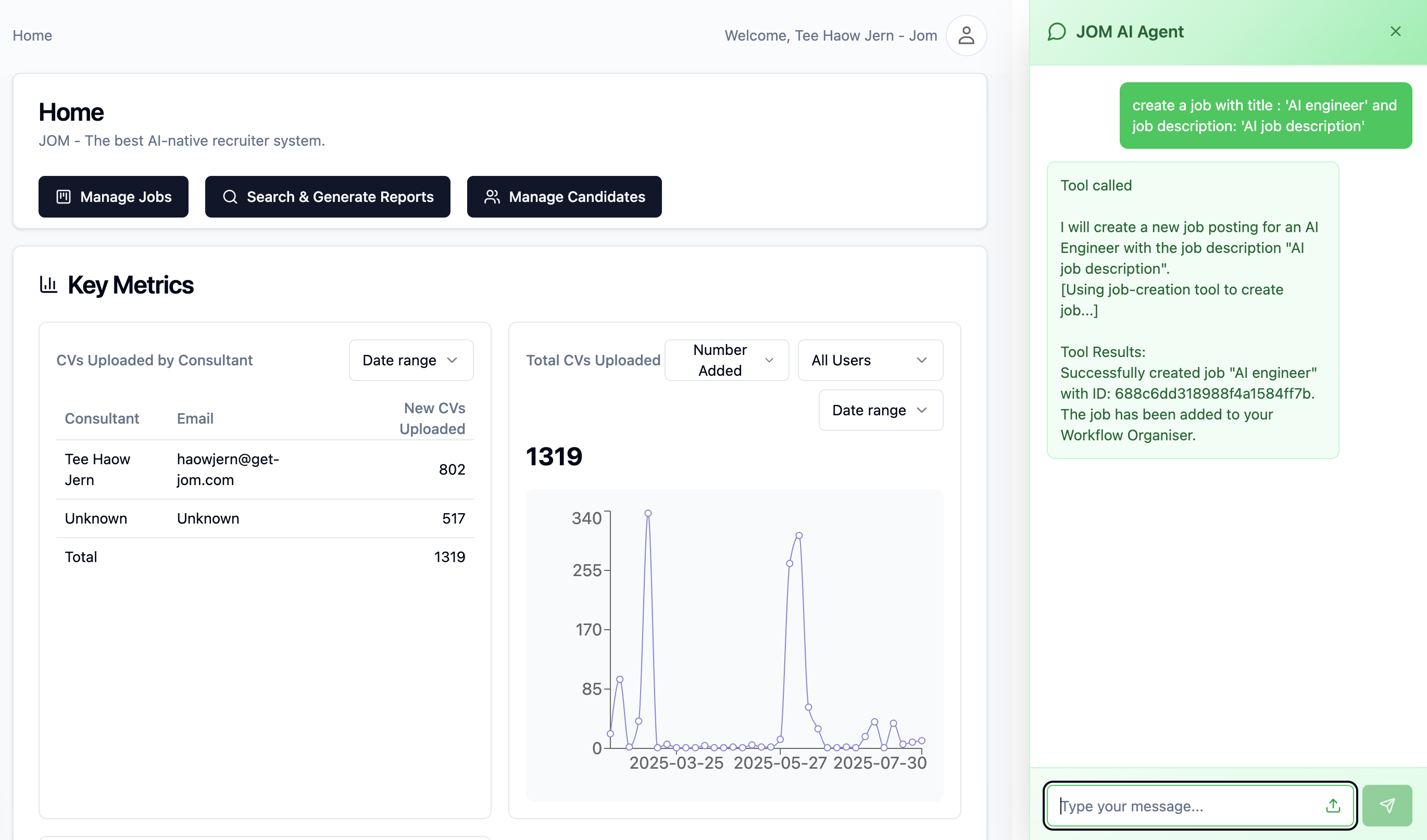 AI Agent auto-completing recruitment tasks