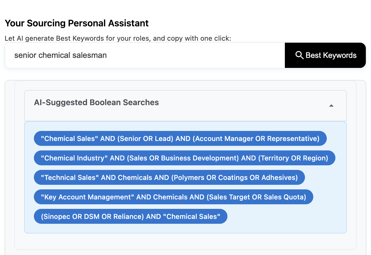 AI Keyword Generation Interface
